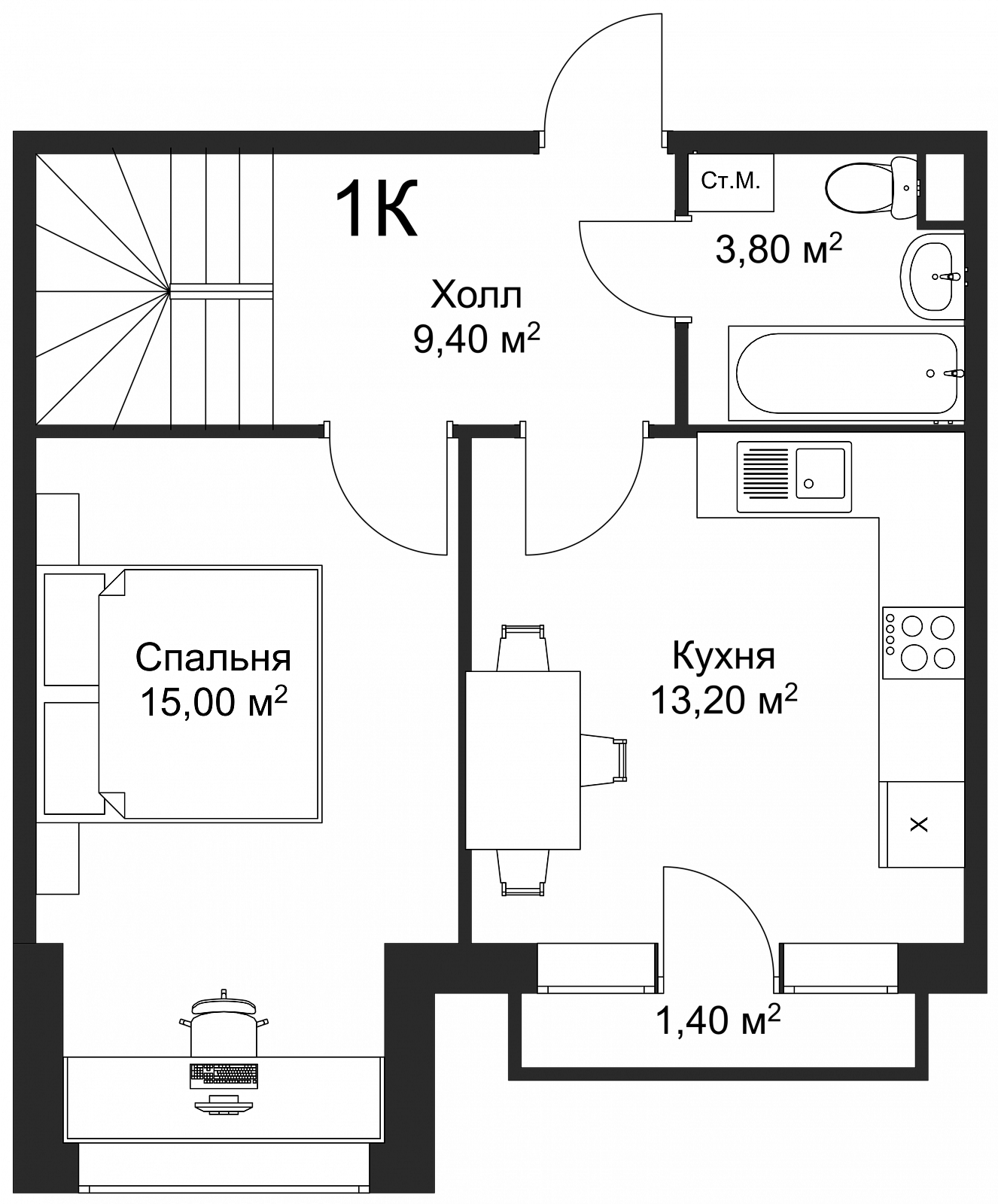 План квартиры с мебелью